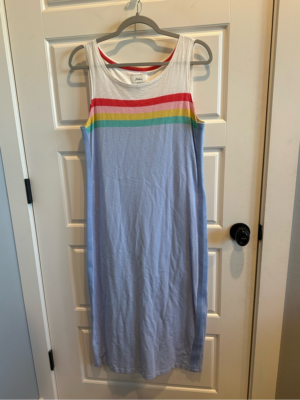 Joules Rainbow striped & Solid sleeveless maxi dress